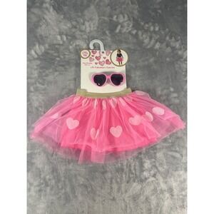 Little Me Girls 2 Pc Valentines Tutu Set Pink Heart Sunglasses Size 3+ NEW